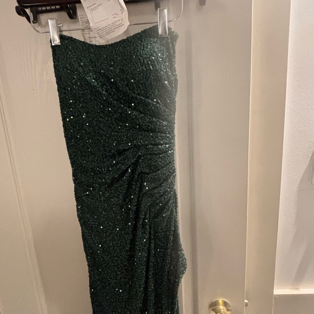 Prom dress - long, dark green sequence